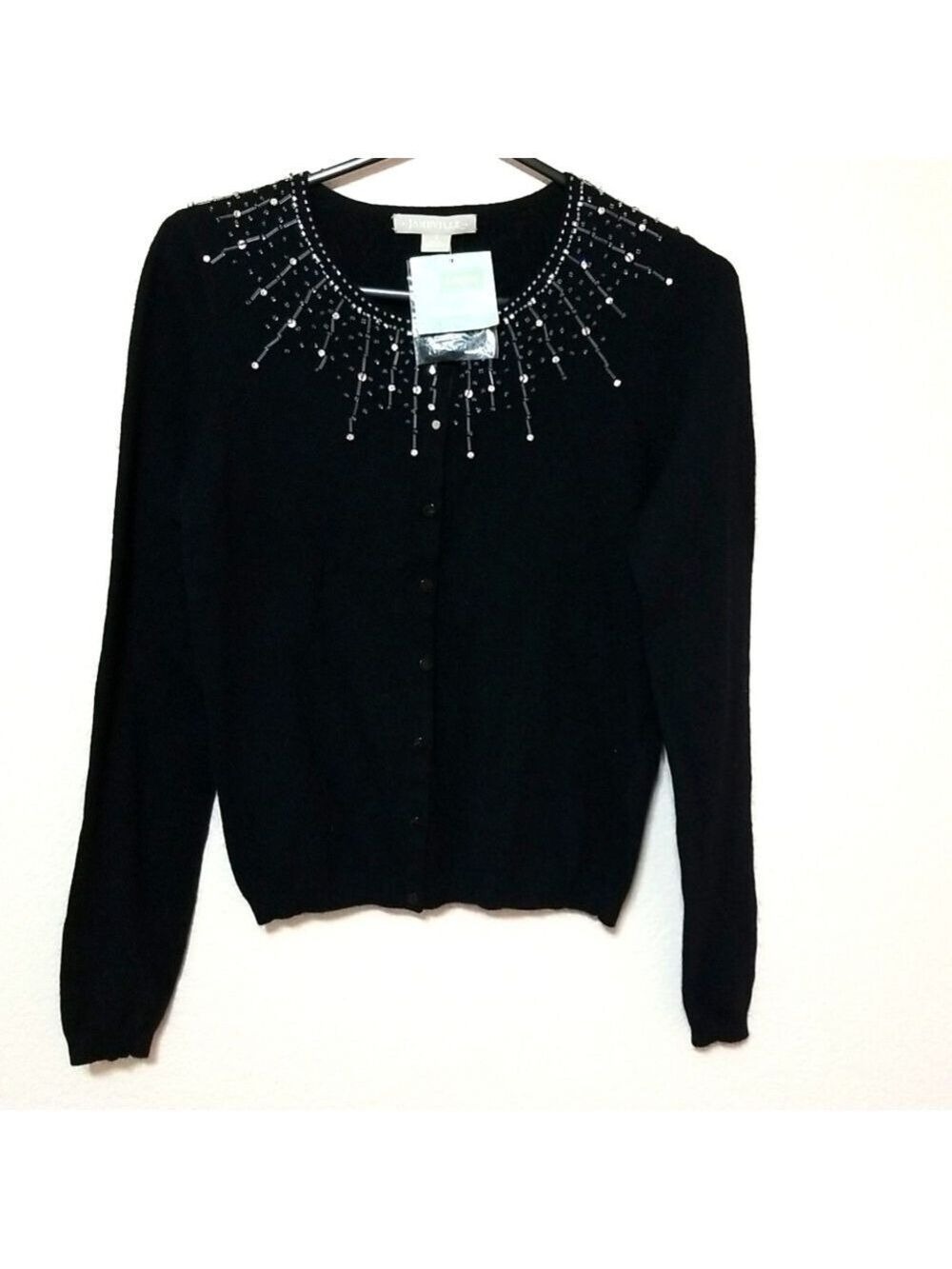 Janeville embellished cardigan, size Small, black ,New with tags.